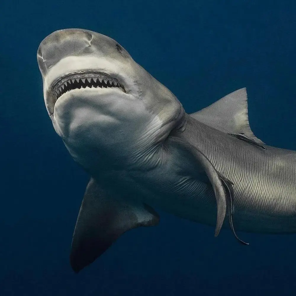 An image of a large bull shark on a west florida shark diving adventure. 